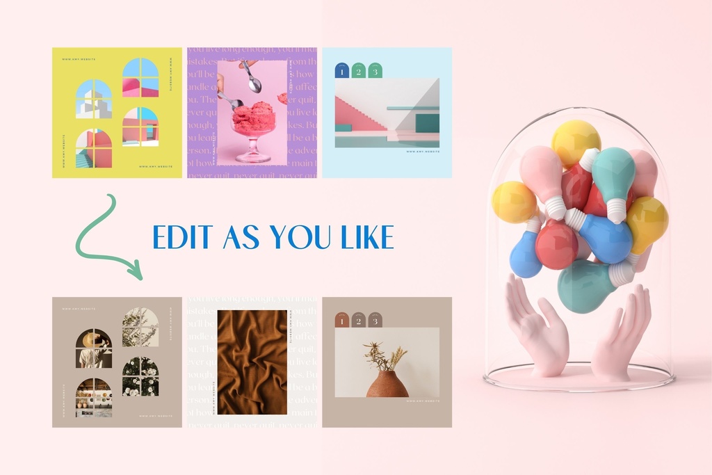 インスタグラムテンプレートCanva投稿サイズ100点セット - Sun