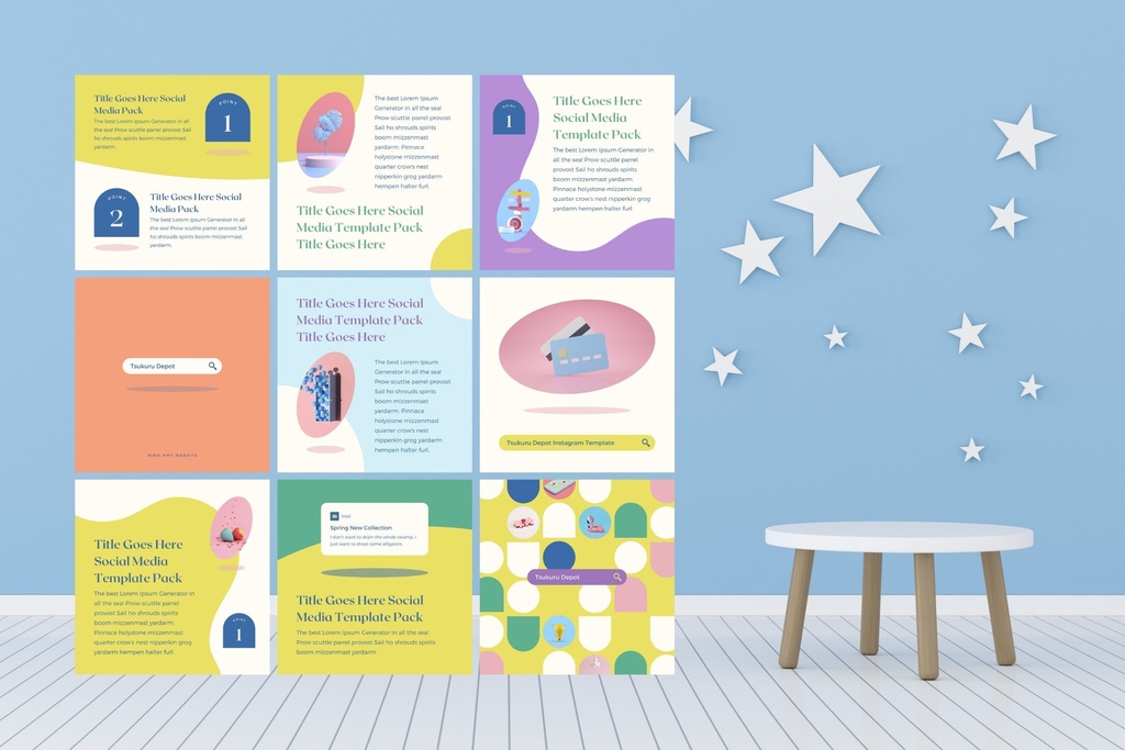 インスタグラムテンプレートCanva投稿サイズ100点セット - Sun