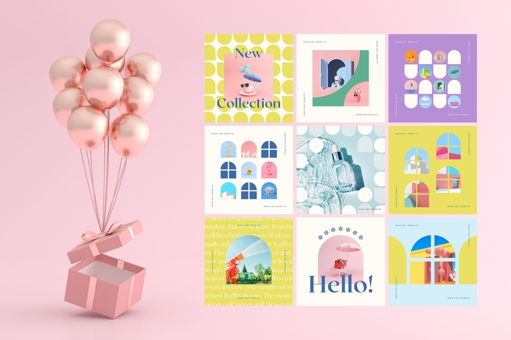 インスタグラムテンプレートCanva投稿サイズ100点セット - Sun