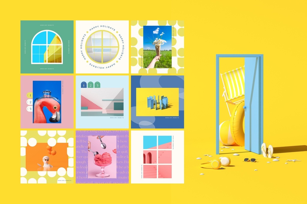 インスタグラムテンプレートCanva投稿サイズ100点セット - Sun