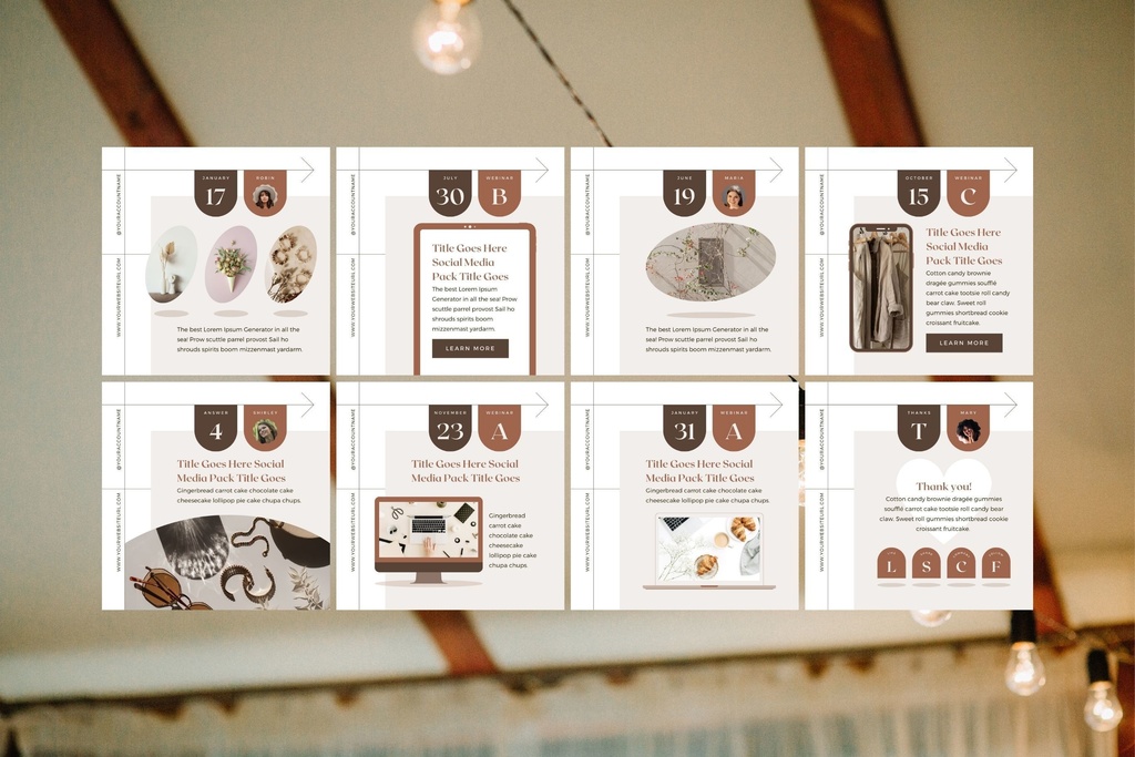 インスタグラムテンプレートCanvaカルーセル投稿サイズ36点セット - Shadow B