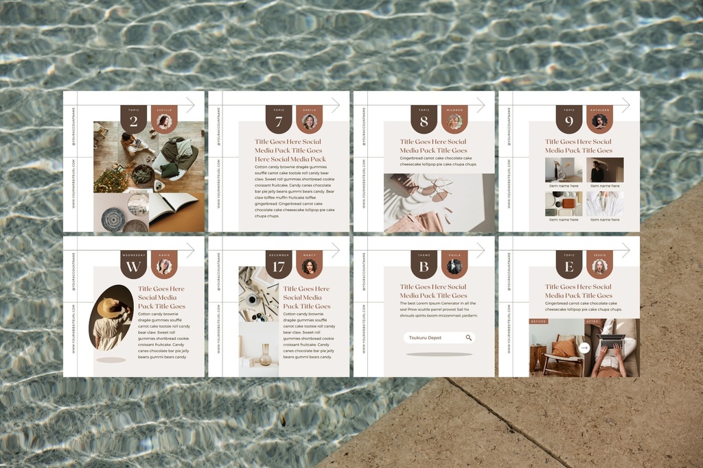 インスタグラムテンプレートCanvaカルーセル投稿サイズ36点セット - Shadow B