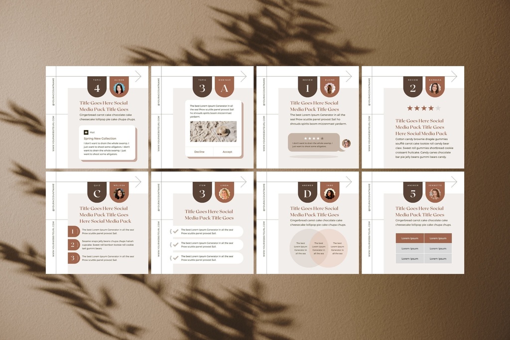 インスタグラムテンプレートCanvaカルーセル投稿サイズ36点セット - Shadow B