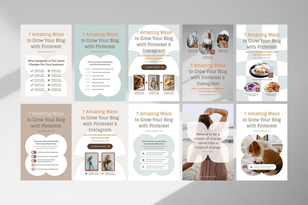 ピンタレストテンプレートCanva100点セット - Mint