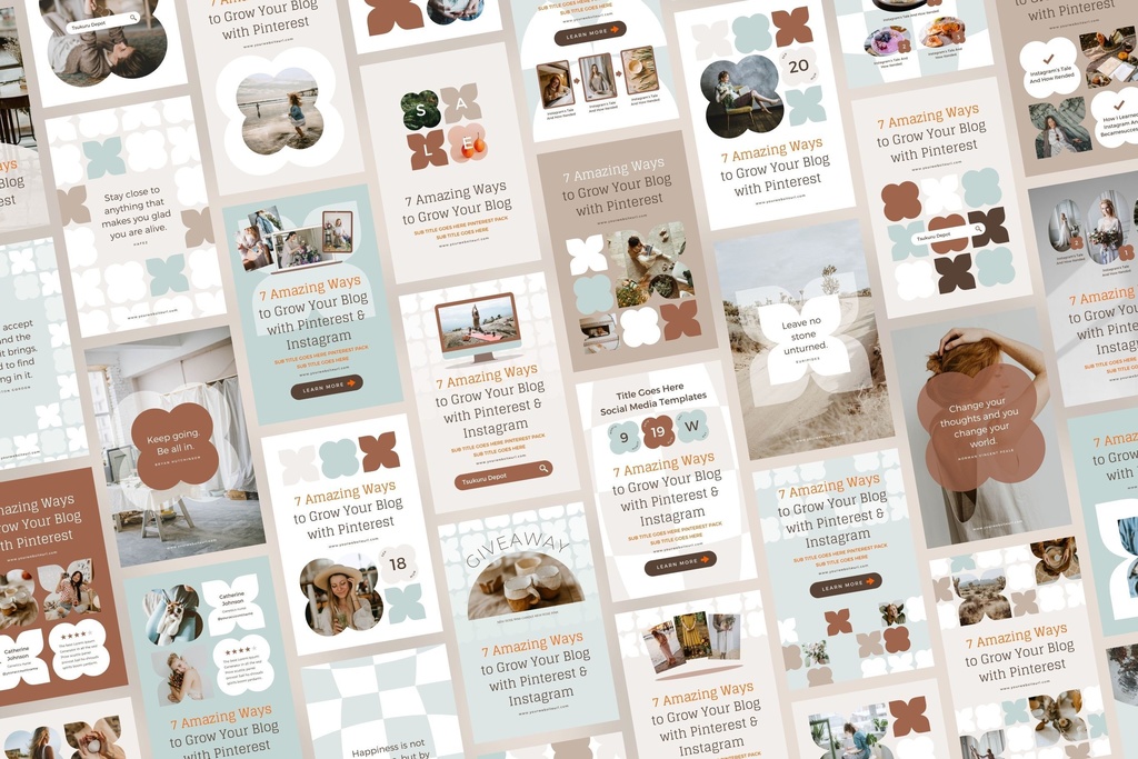 ピンタレストテンプレートCanva100点セット - Mint