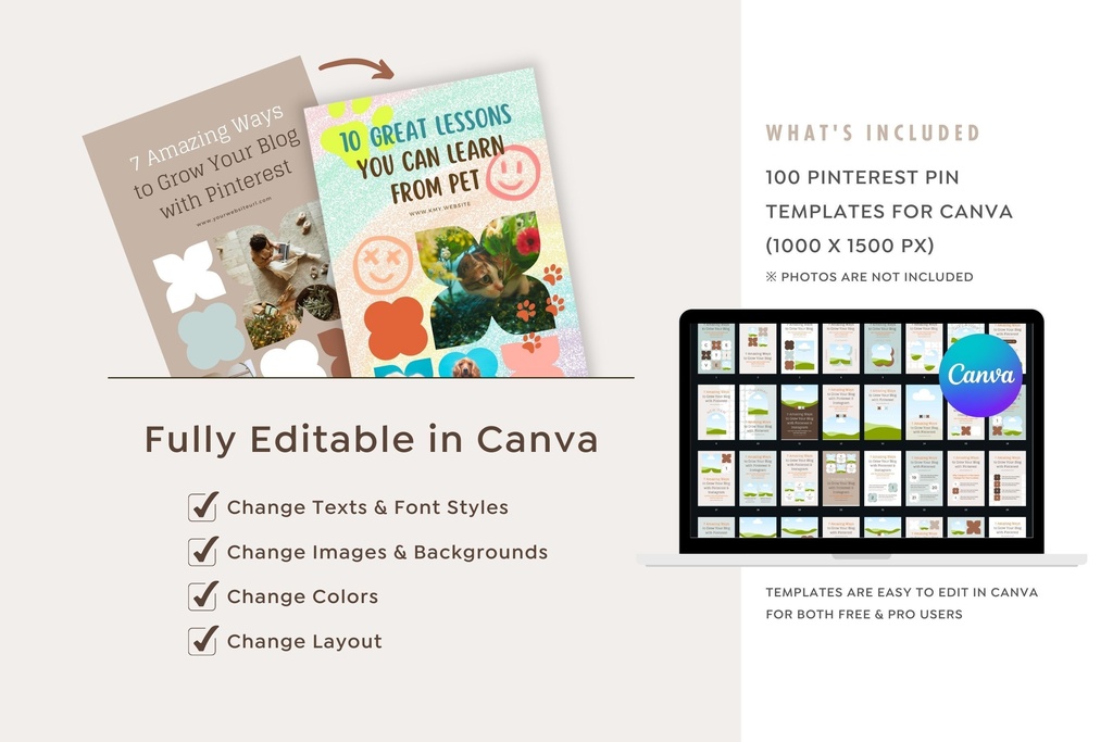 ピンタレストテンプレートCanva100点セット - Mint