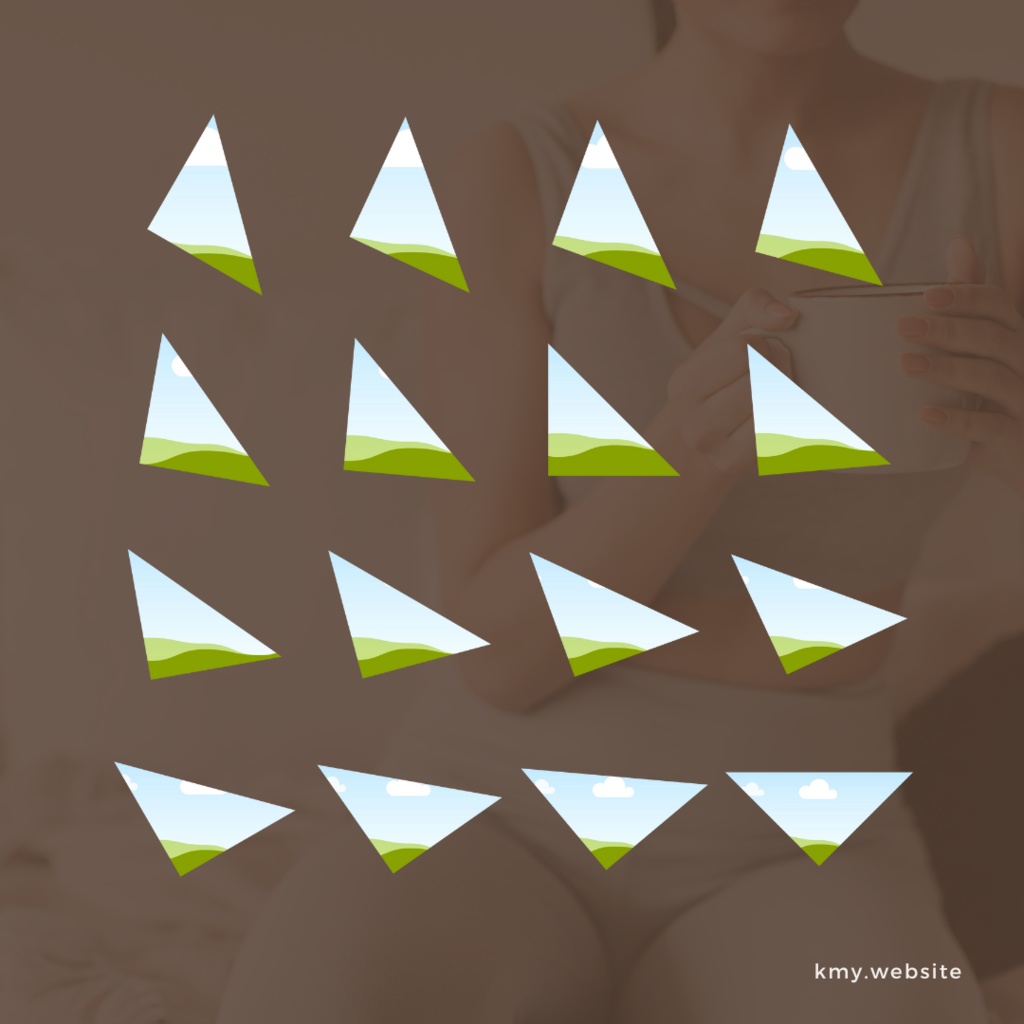 中の写真が傾かないCanva直角三角形写真フレームセット【FREE版あり】