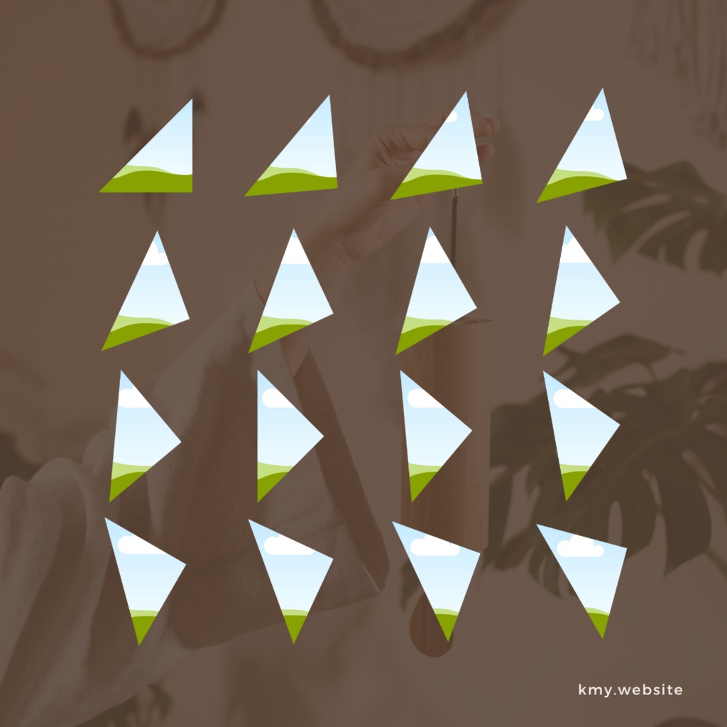 中の写真が傾かないCanva直角三角形写真フレームセット【FREE版あり】