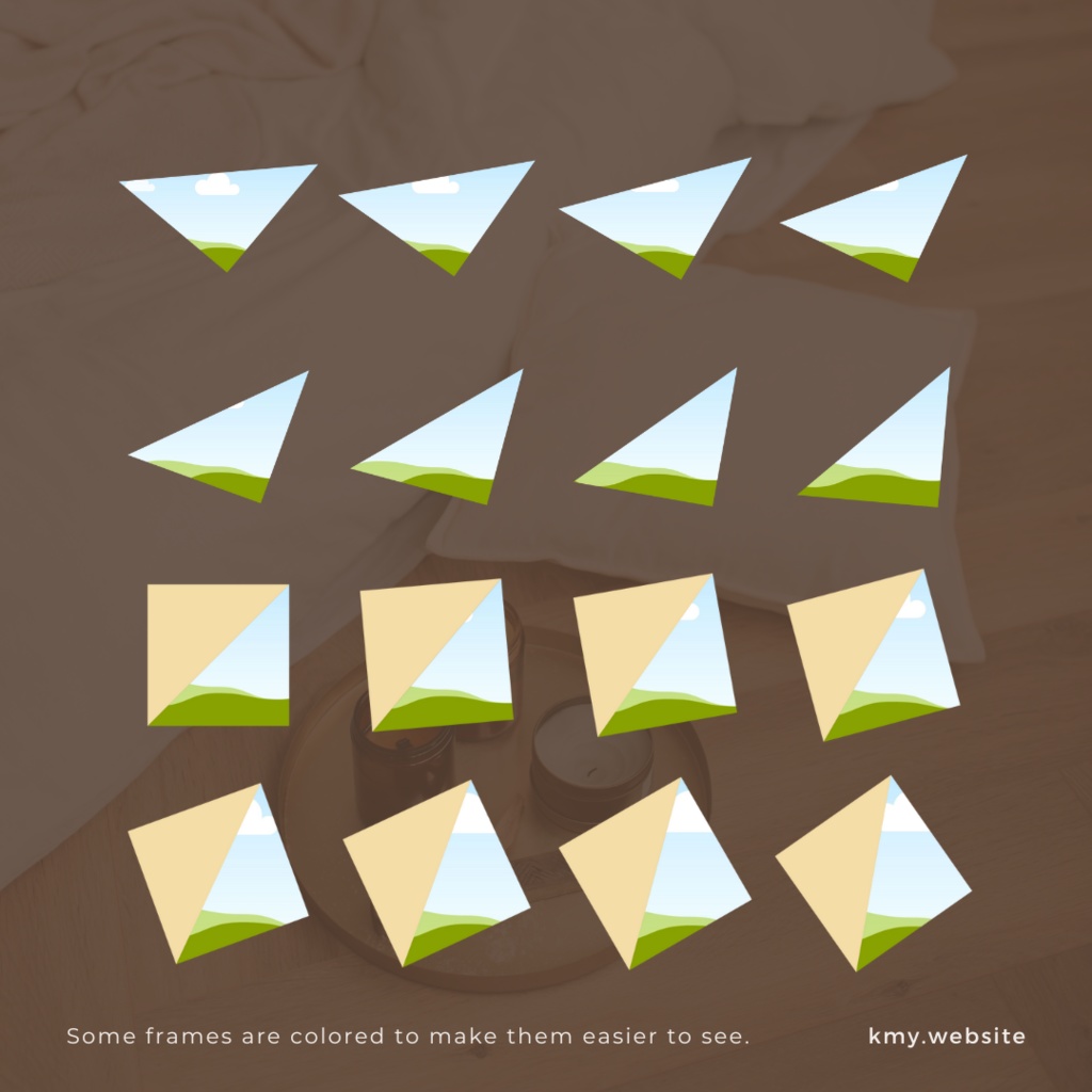 中の写真が傾かないCanva直角三角形写真フレームセット【FREE版あり】