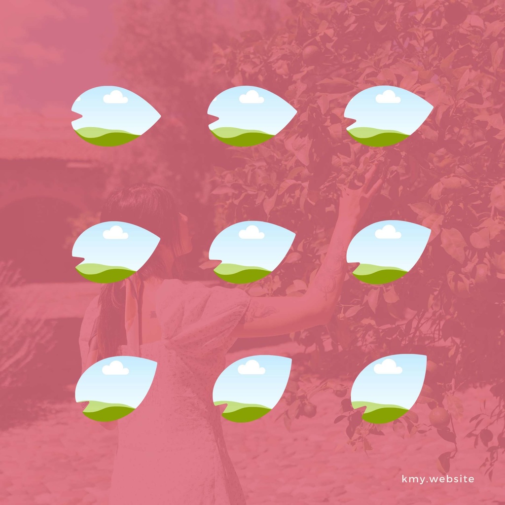 中の写真が傾かない花びら型Canva写真フレームセット