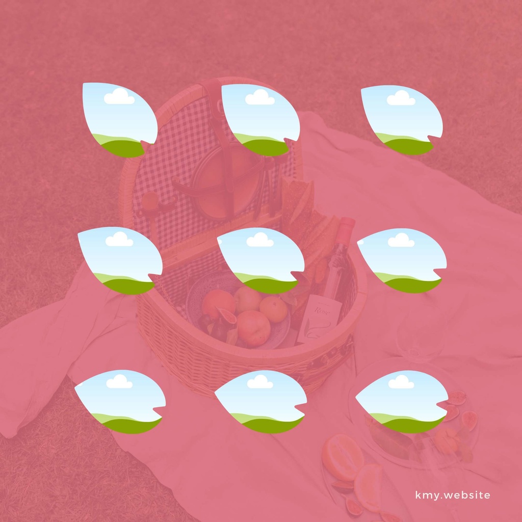 中の写真が傾かない花びら型Canva写真フレームセット