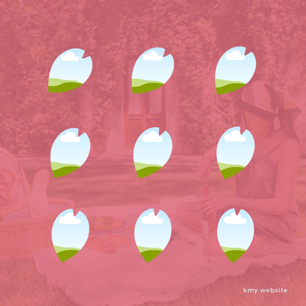 中の写真が傾かない花びら型Canva写真フレームセット