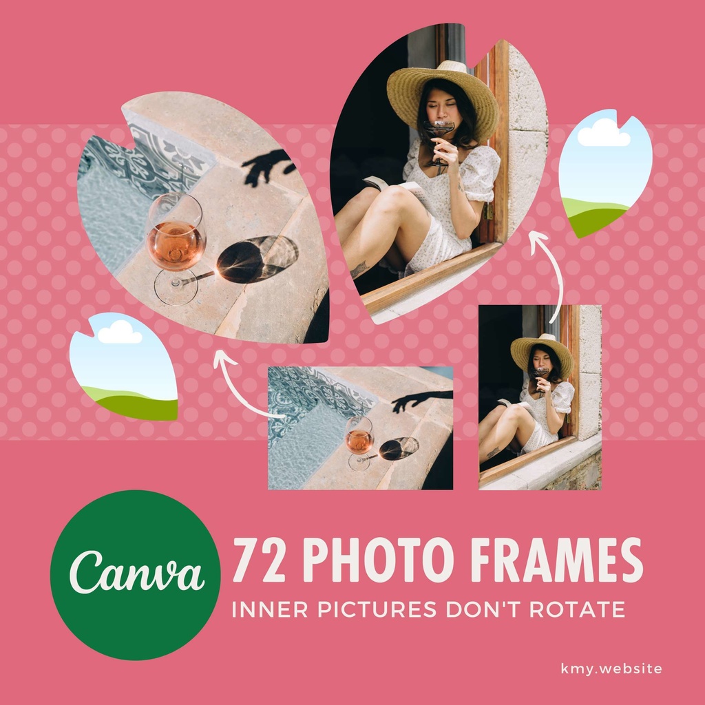 中の写真が傾かない花びら型Canva写真フレームセット