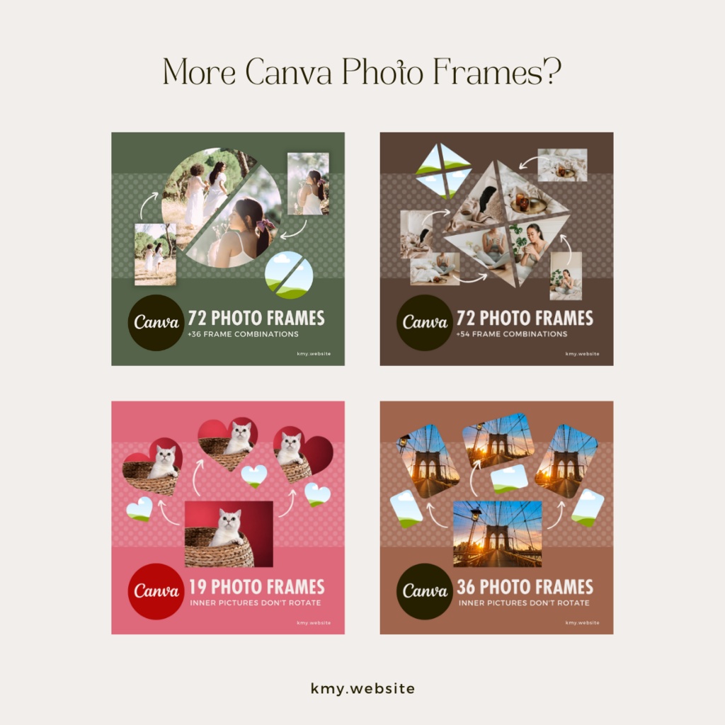 中の写真が傾かないななめ扇型のCanva写真フレームセット