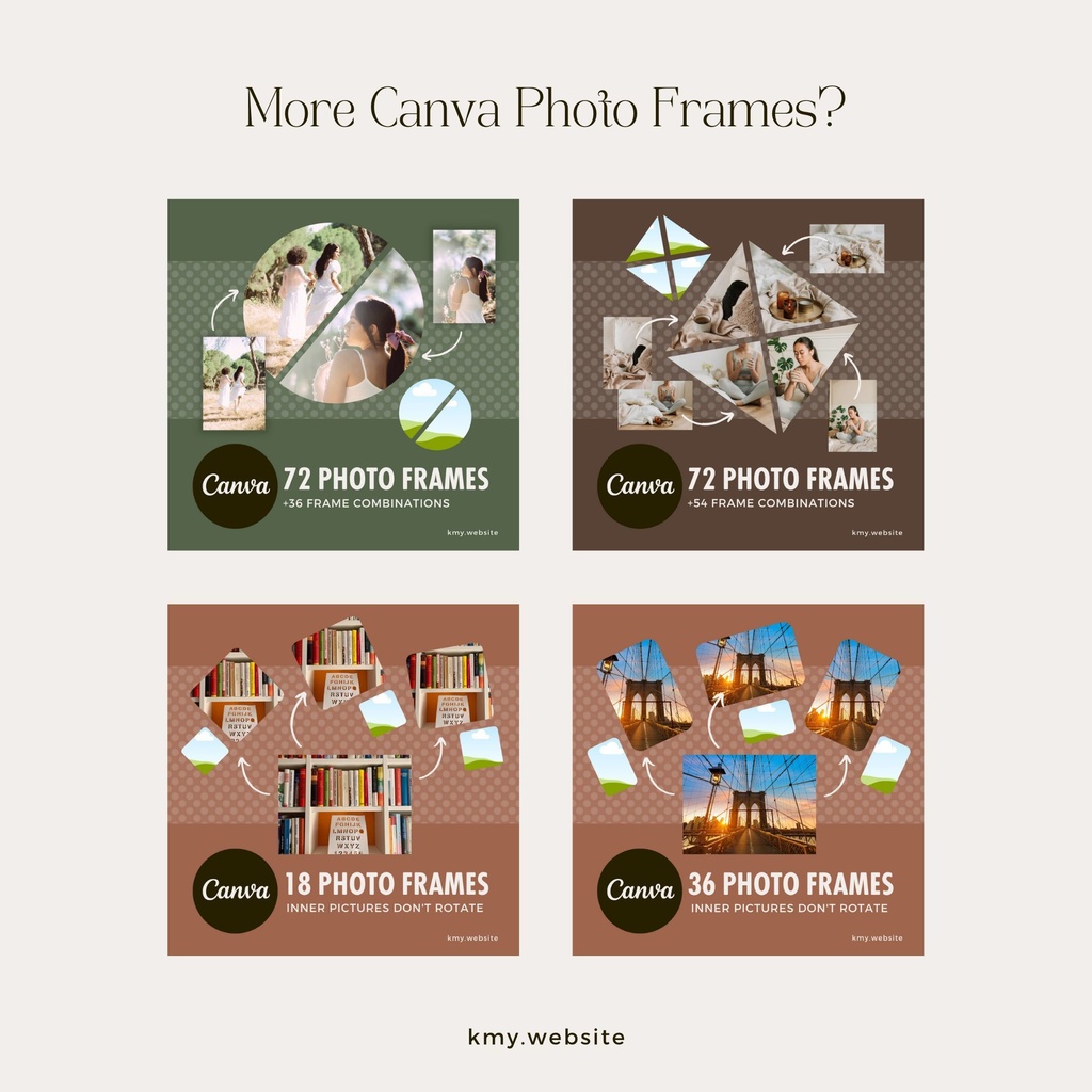 中の写真が傾かないCanva正方形二分割写真フレームセット
