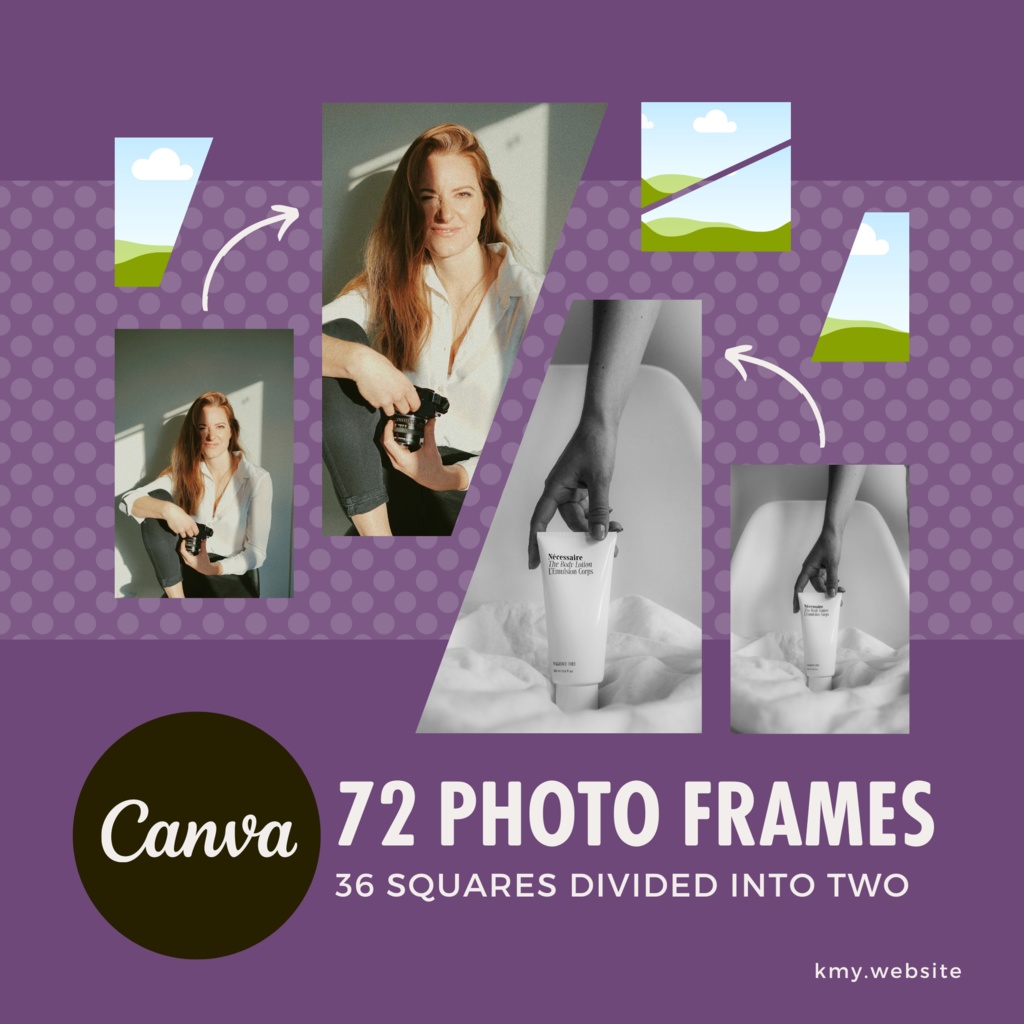 中の写真が傾かないCanva正方形二分割写真フレームセット