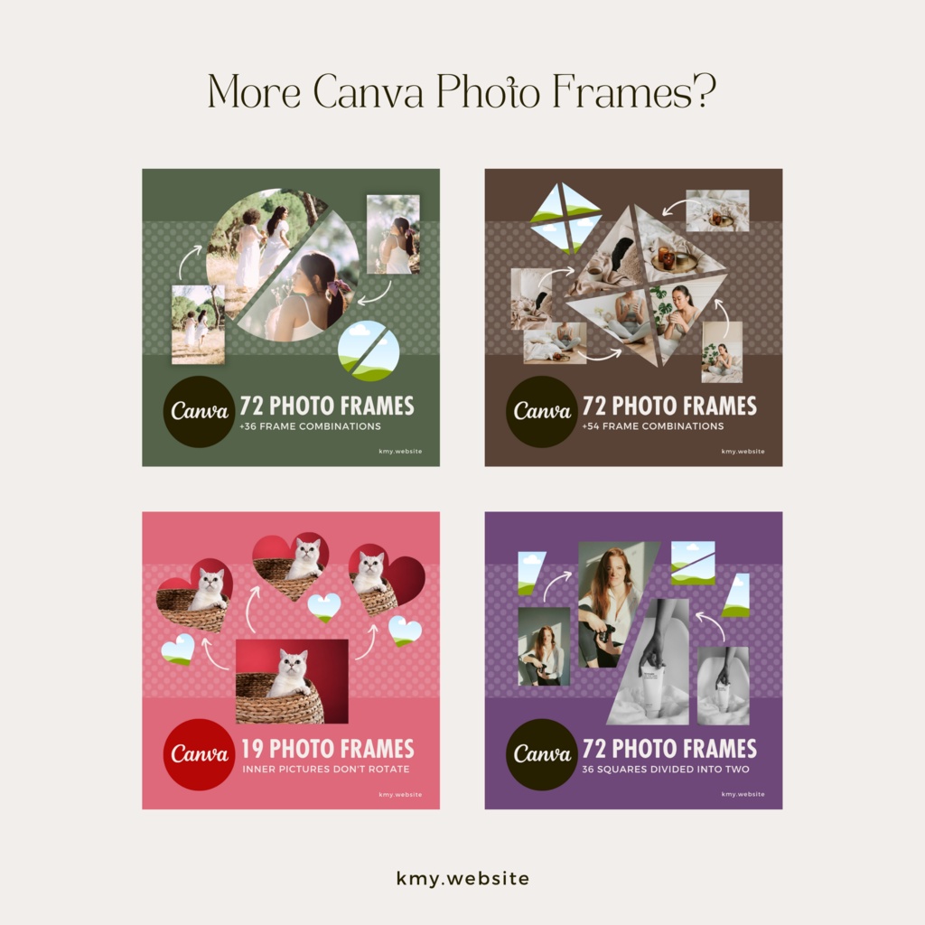 中の写真が傾かない桜型Canva写真フレームセット