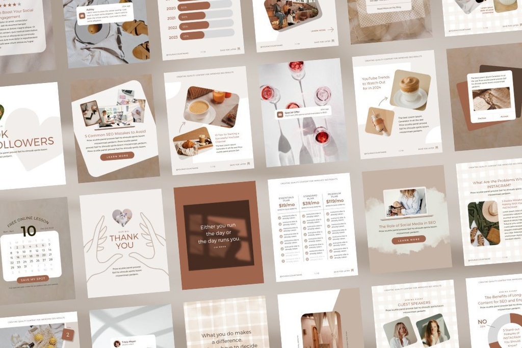 インスタグラム投稿&ストーリーCanvaテンプレート300点セット - Hand