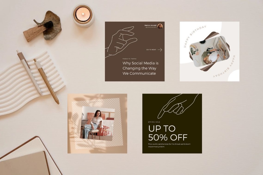 インスタグラム投稿&ストーリーCanvaテンプレート300点セット - Hand