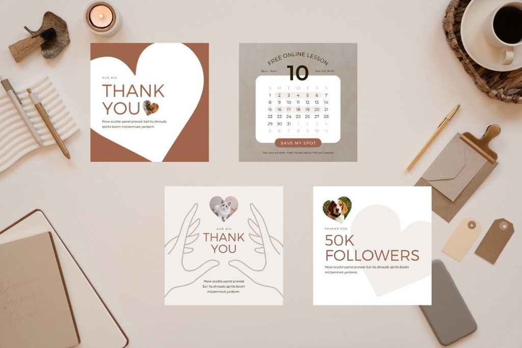 インスタグラム投稿&ストーリーCanvaテンプレート300点セット - Hand