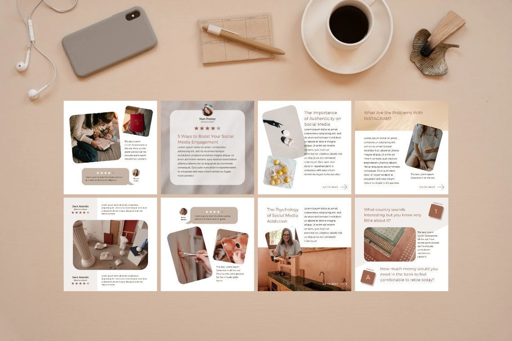 インスタグラム投稿&ストーリーCanvaテンプレート300点セット - Hand