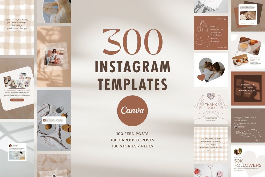 インスタグラム投稿&ストーリーCanvaテンプレート300点セット - Hand