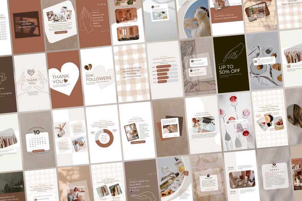 インスタグラム投稿&ストーリーCanvaテンプレート300点セット - Hand