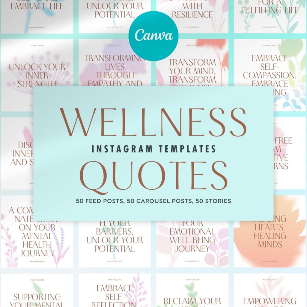150 Canva Instagram Templates Wellness Quote