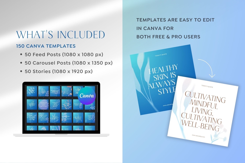 150 Canva Instagram Templates Wellness Quote