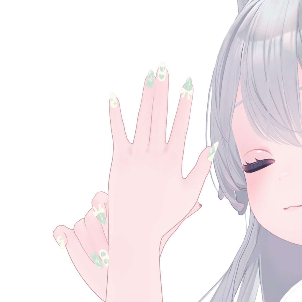 【MDollnail対応】ねこリボンネイル(texture&material+ribbon)