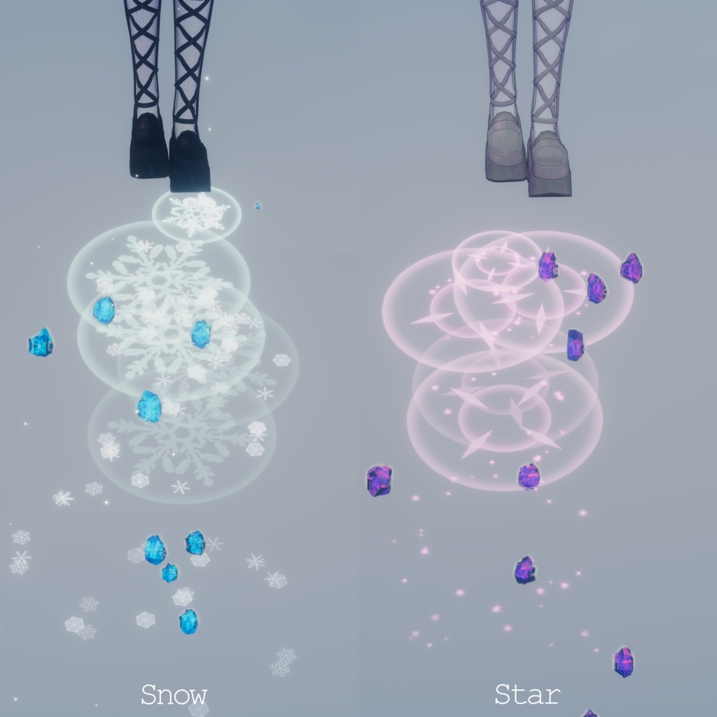 【歩行パーティクル/3D装飾品】CrystalWalker【VRChat】