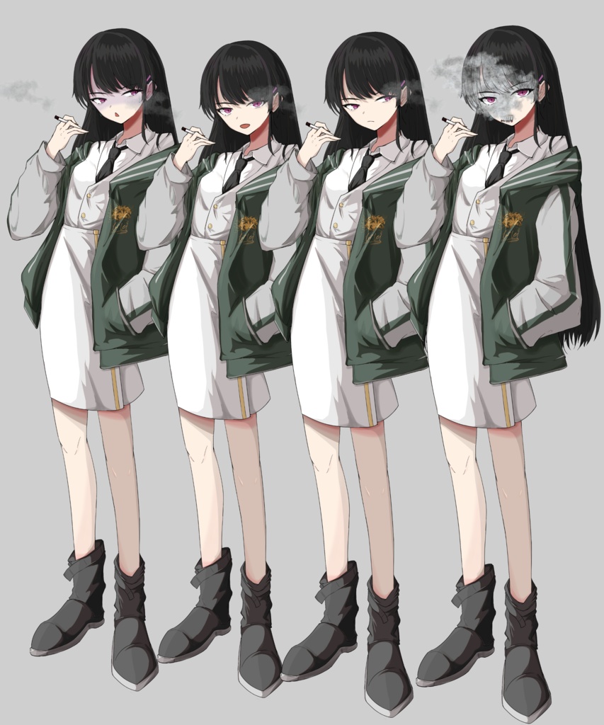 探偵っぽい立ち絵とバイク