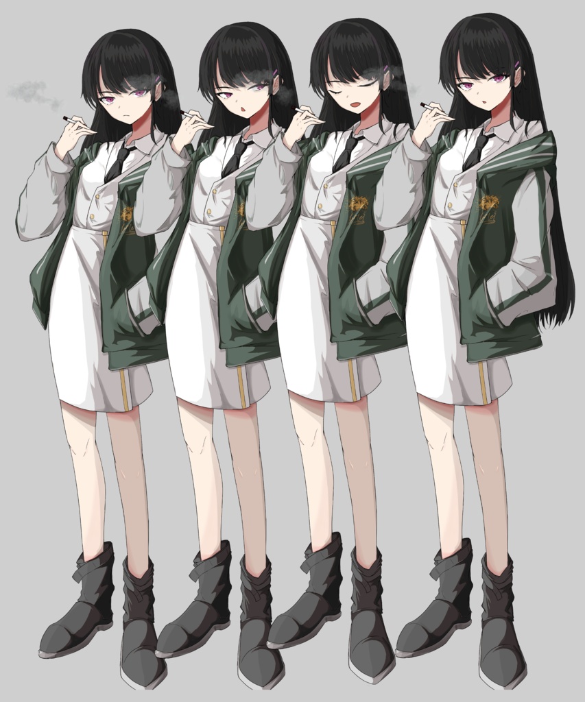 探偵っぽい立ち絵とバイク