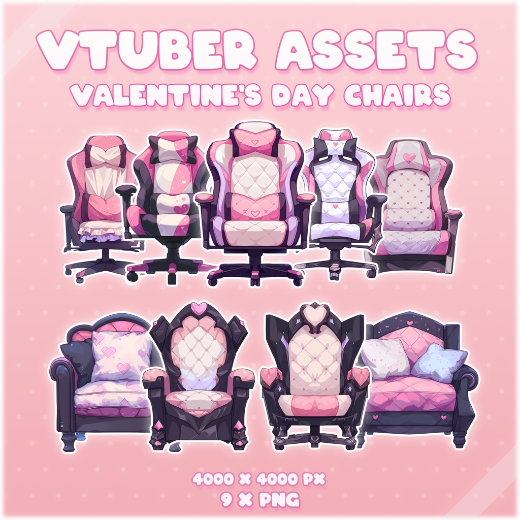 Valentine day gaming chair - PNG Vtuber straming room assets