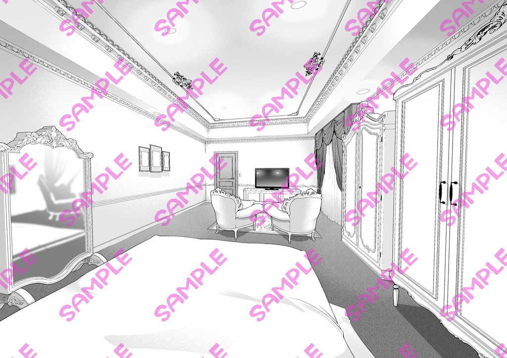 西洋風ラブホテル4セット【背景素材】