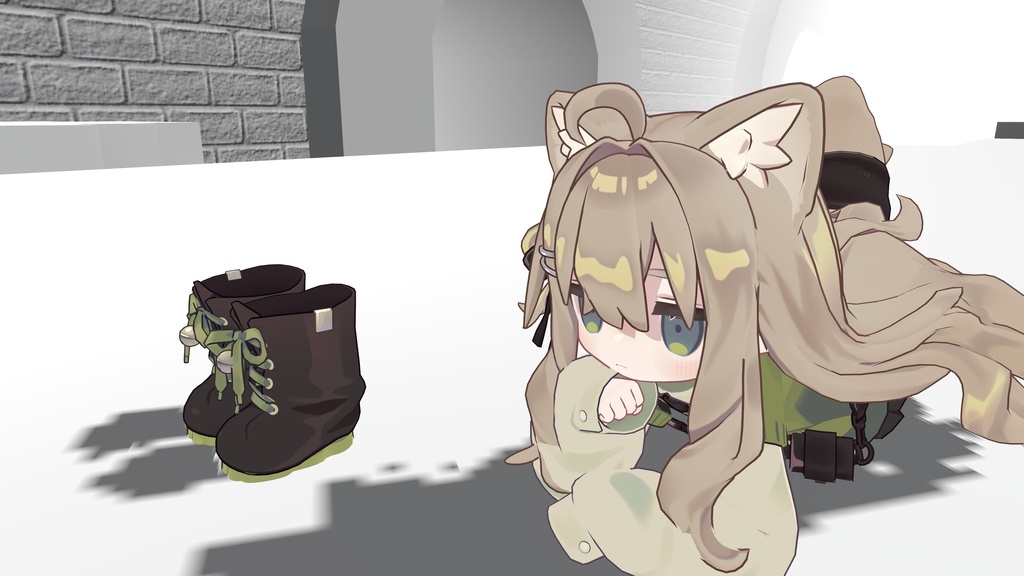 【まめひなた、キプフェル・デフォルト衣装専用】靴を脱ぐとワールドに固定される!ギミック