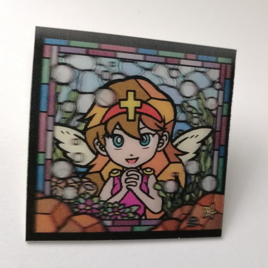 ステンドグラスシール「十字な天使」レンチキュラーバージョン第2版