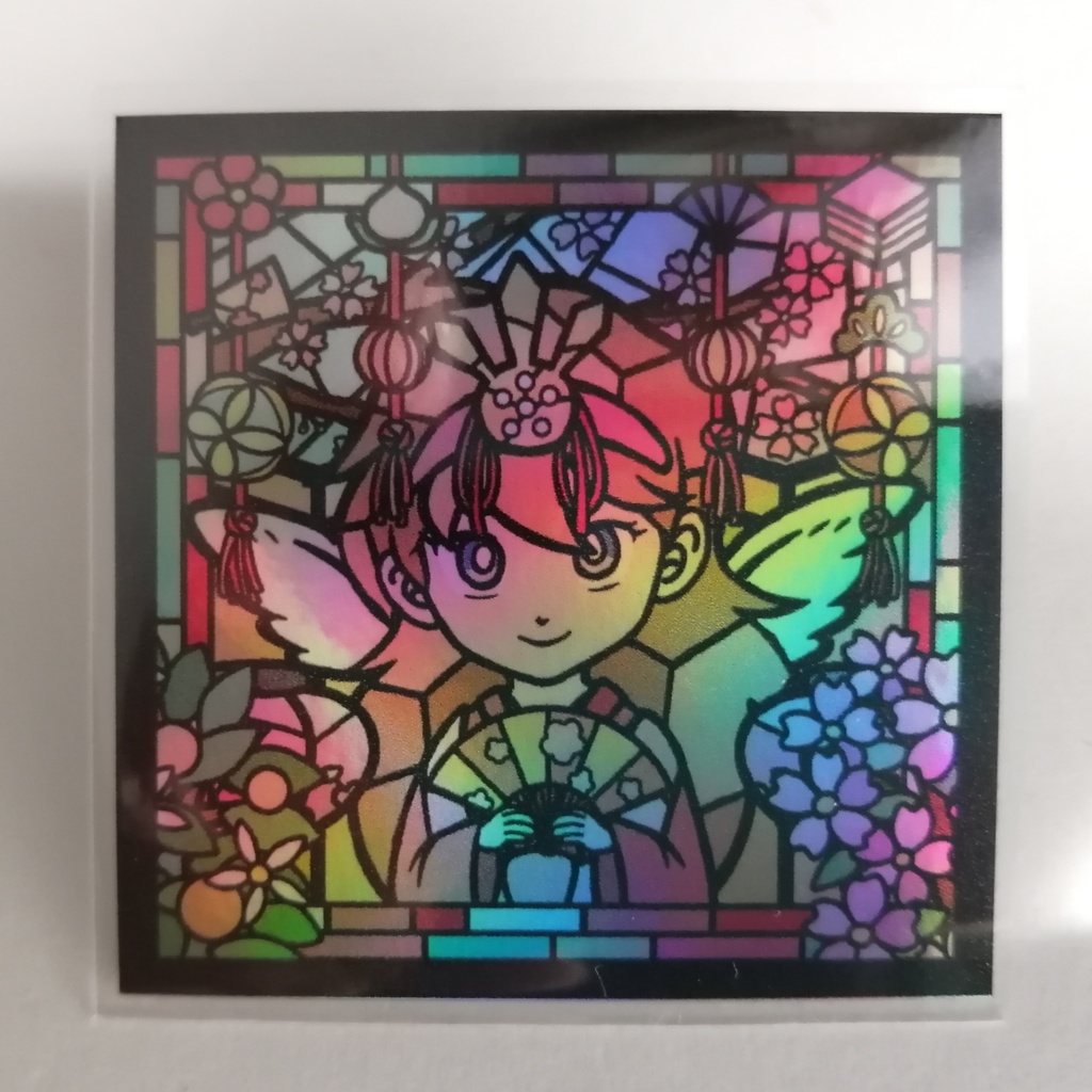 ステンドグラスシール「お雛な天使」レインボーバージョン