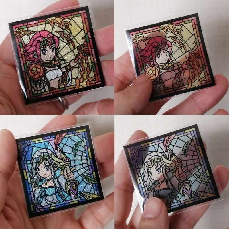 ステンドグラスシール「太陽神」「月の神」透明バージョン2種セット