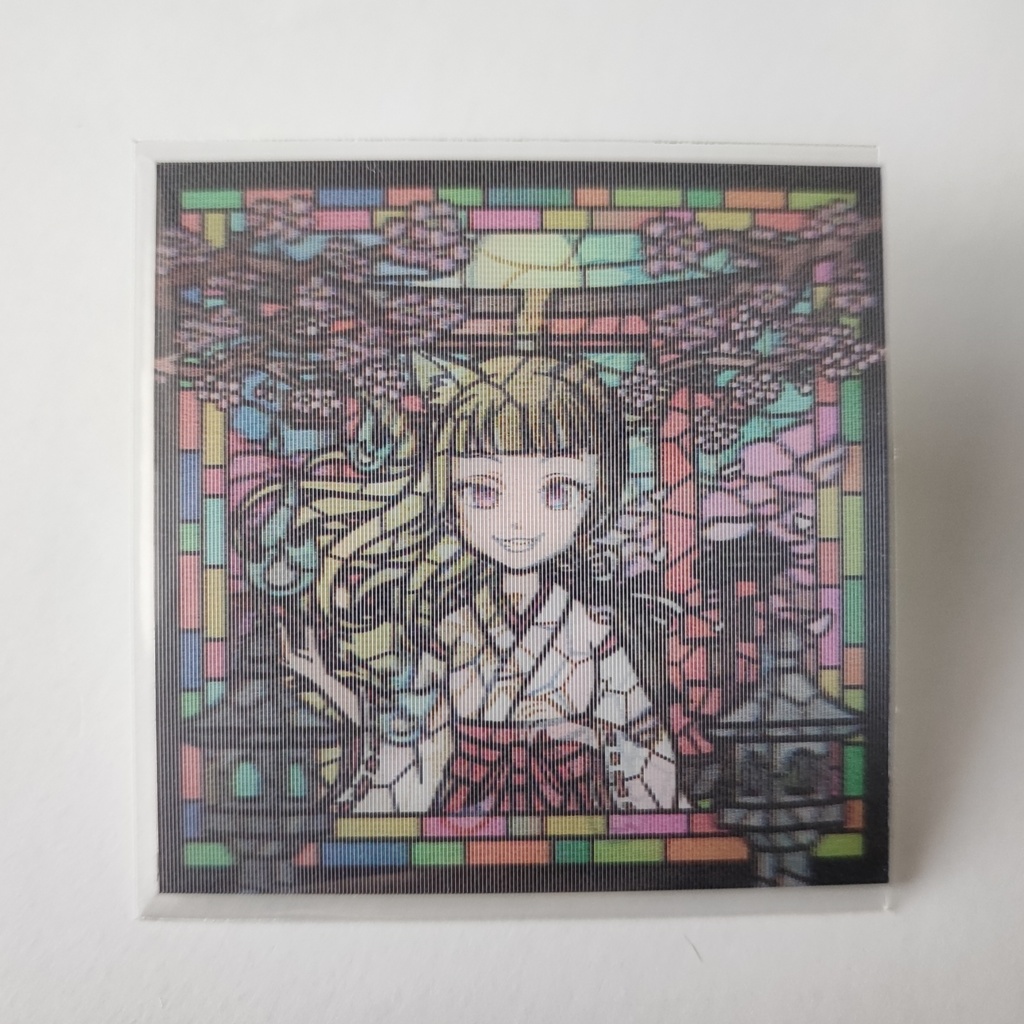 ステンドグラスシール「巫女/九尾」立体チェンジングレンチ中央配置