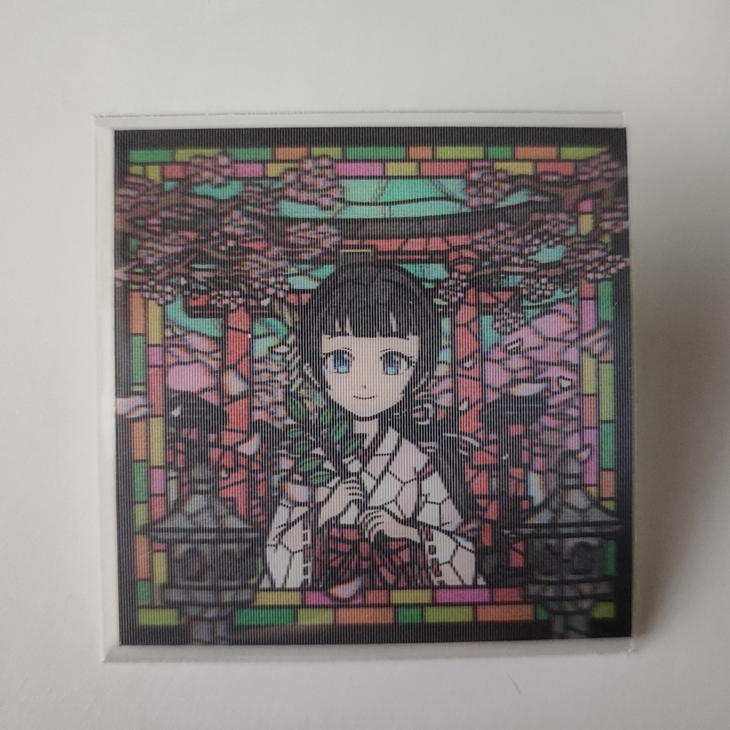 ステンドグラスシール「巫女/九尾」立体チェンジングレンチ巫女メイン