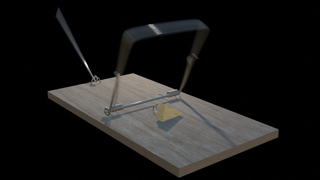 Mousetrap motion バネ式ネズミ捕り（zip Blender File）