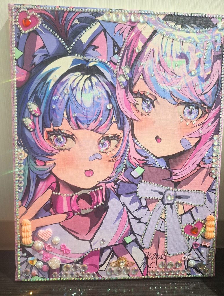 【一点もの】デコレーションキャンバスアート『2人はぎゃる』