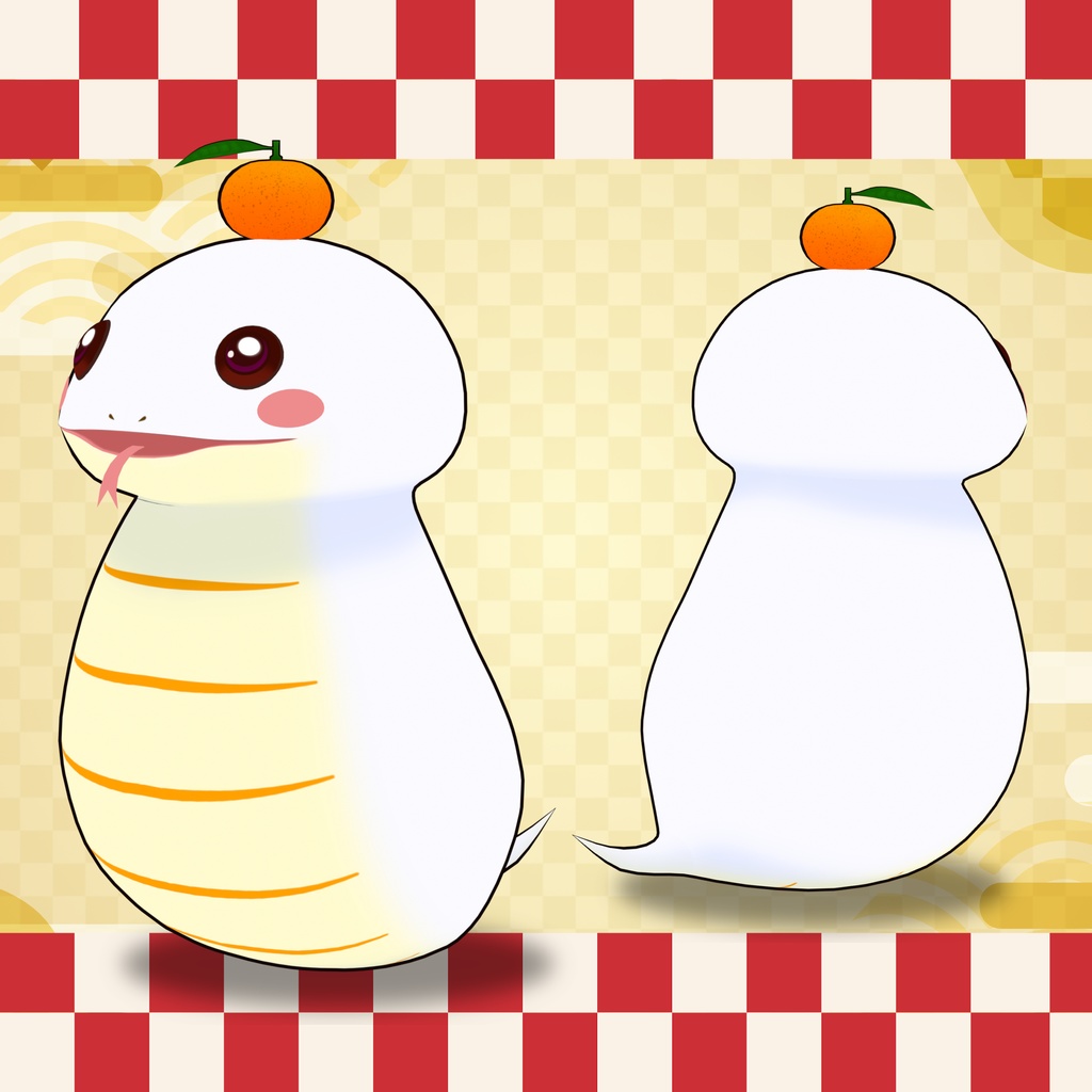 🍊オリジナル3Dモデル:モチノコ・鏡モチノコ (Mochinoko・Kagami Mochinoko)