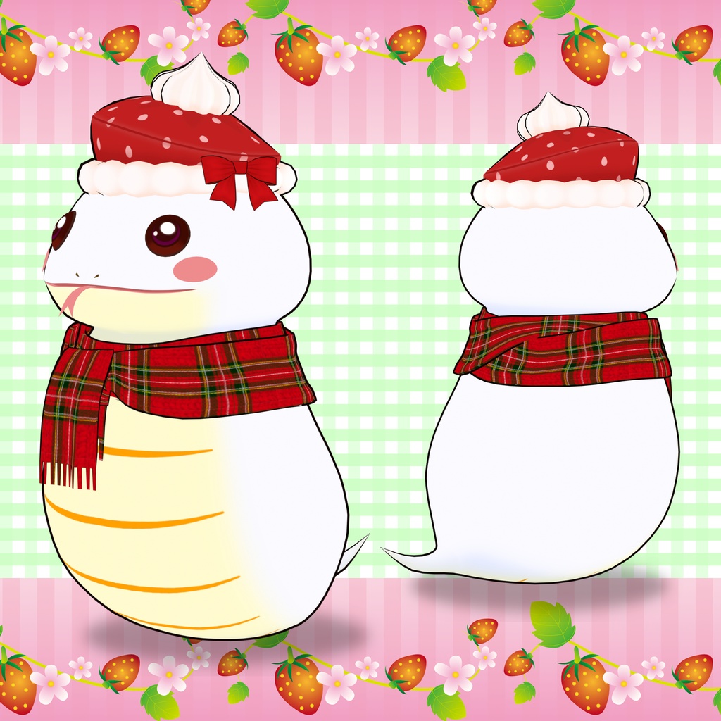 🍓オリジナル3Dモデル:苺モチノコ(Strawberry Mochinoko)