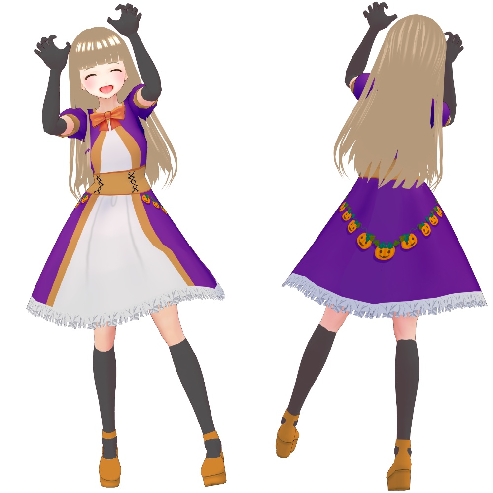 【Vroid用テクスチャ】ハロウィン魔女ワンピース【β版】
