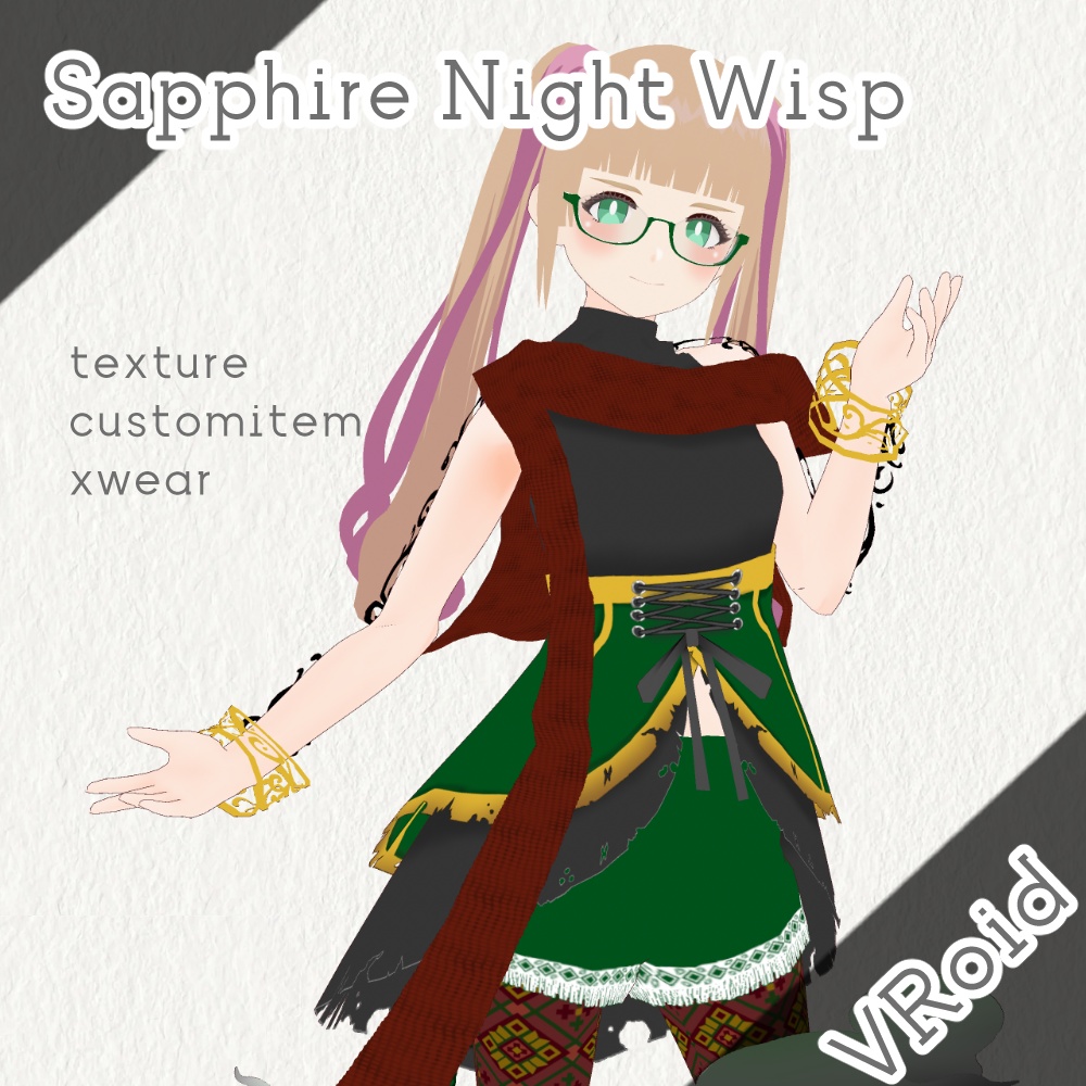 【VRoid clothes set】Sapphire Night Wisp [texture/customitem/xwear]