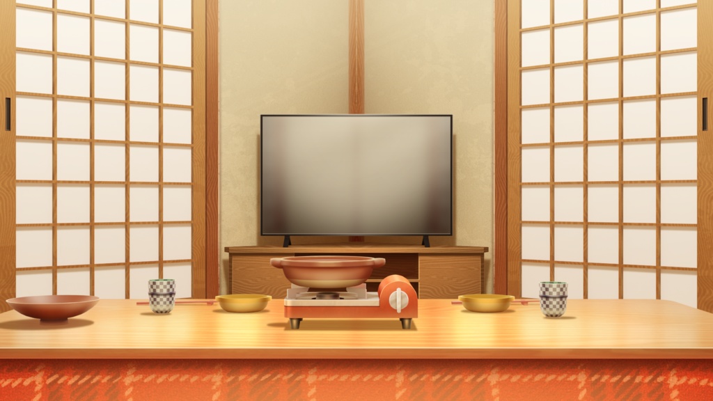 実家の炬燵【Vtuberさん向け背景】