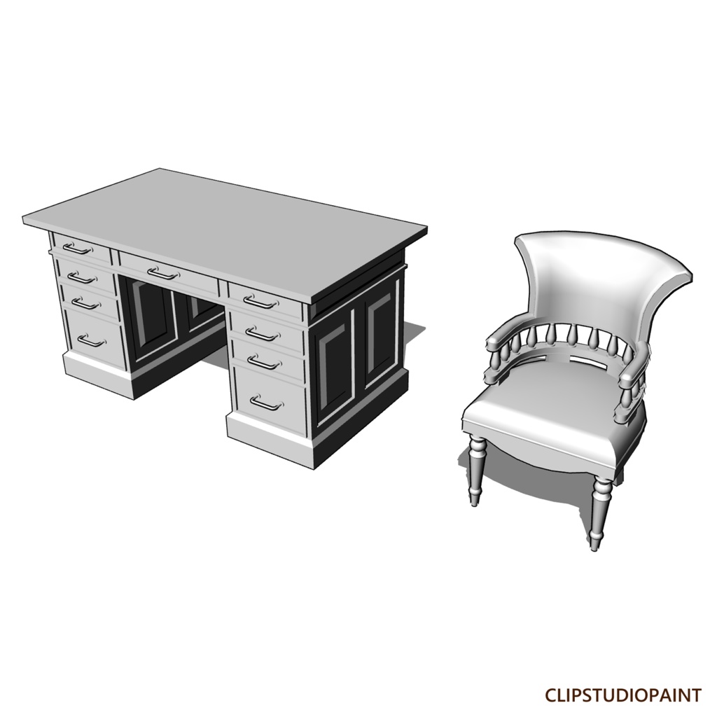 3d 書斎机と椅子 漫画やイラストなど商用可 𝙑𝙞𝙧𝙩𝙪𝙖𝙡 𝘼𝙨𝙨𝙚𝙩 Booth
