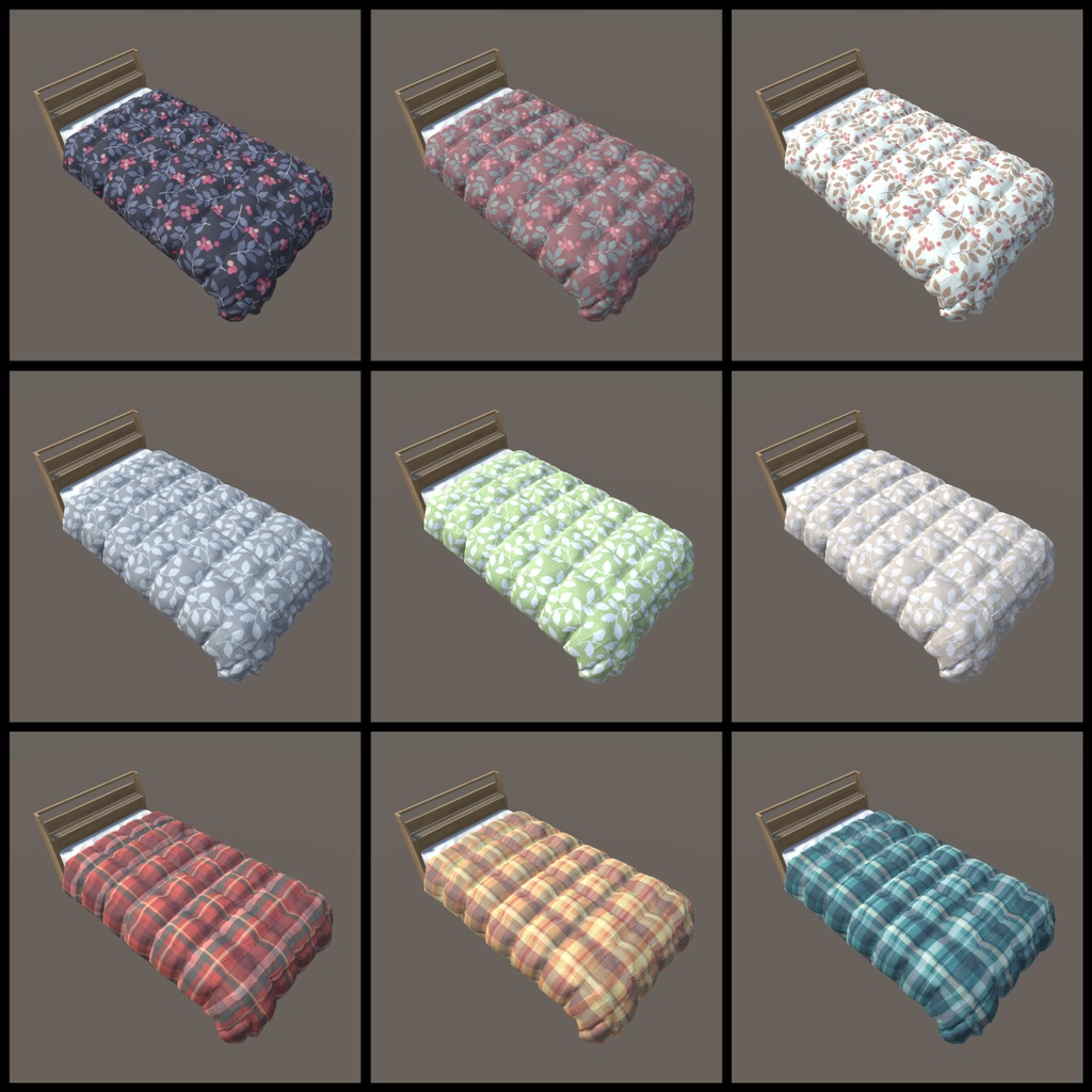 【VRChat向け】ベッド(40パターン有り)